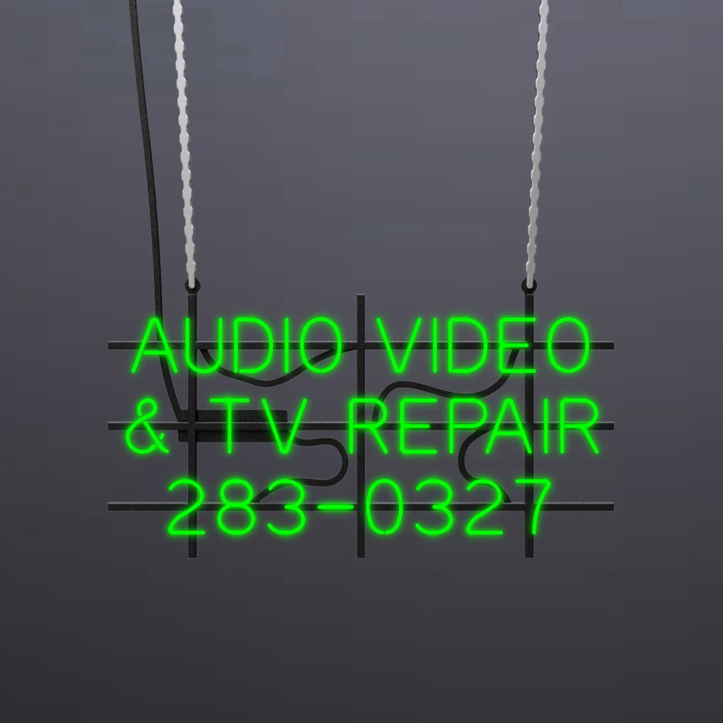 #A300 - "Audio Video & TV Repair-283-0327" Neon Sign