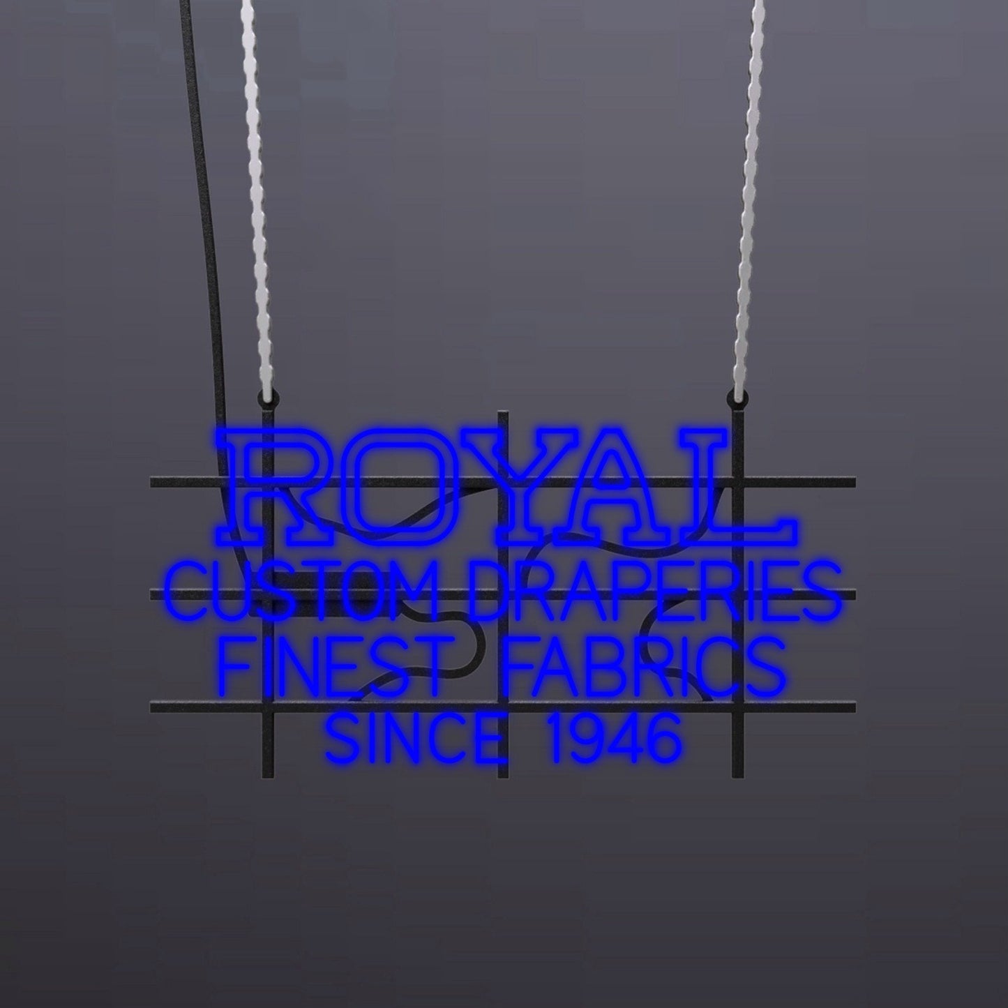 #A411 - "Royal Custom Draperies-Finest Fabrics Since 1946" Neon Sign