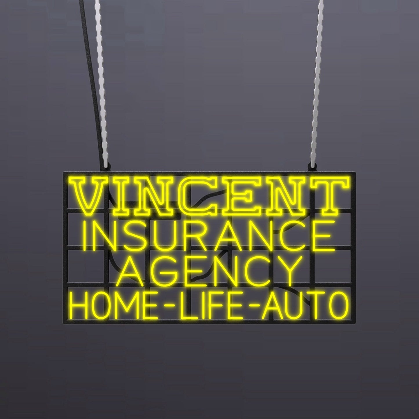 #A413 - "Vincent Insurance Agency -Home-Auto-Life" Neon Sign
