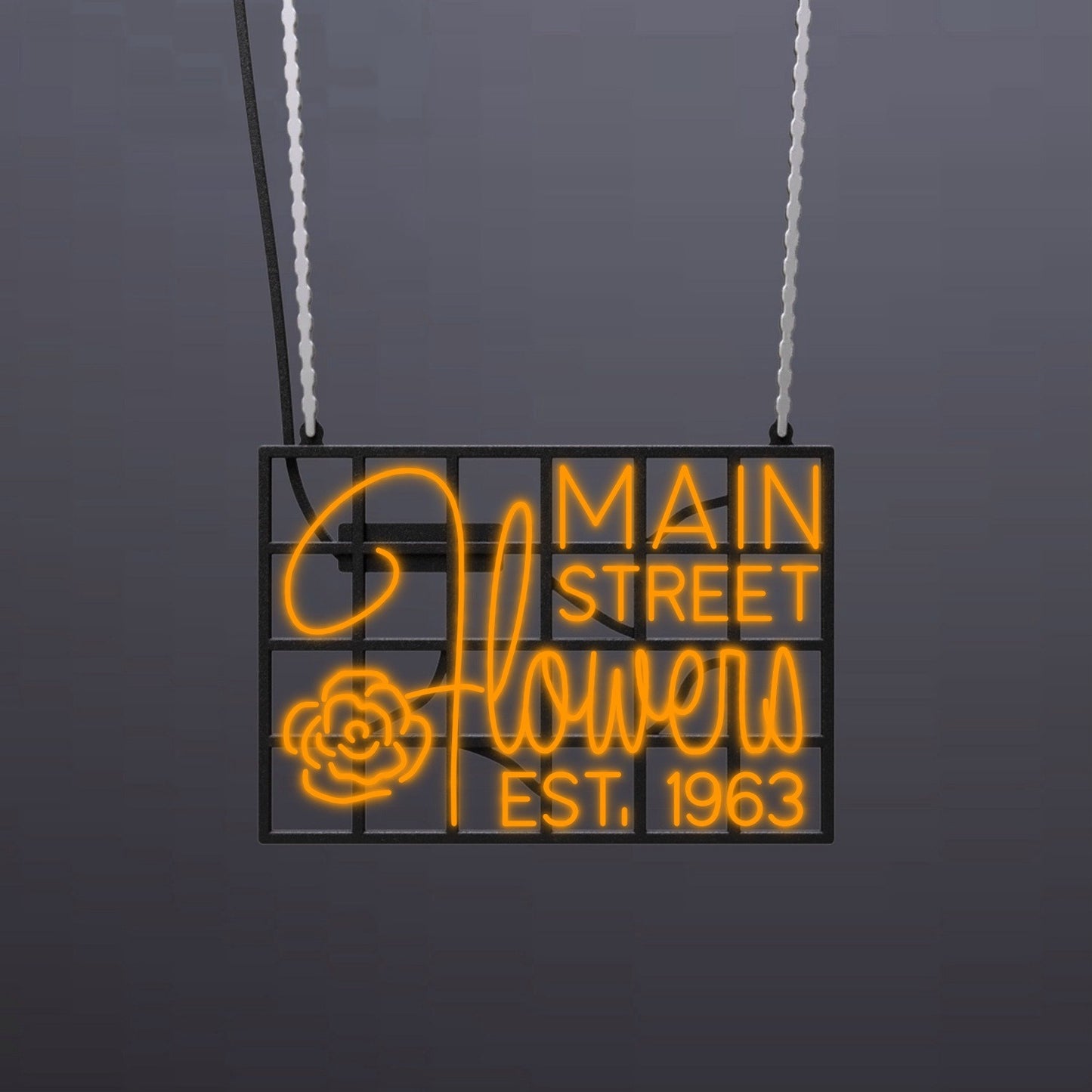 #B404 - "Main Street Flowers Est.-1963" Neon Sign