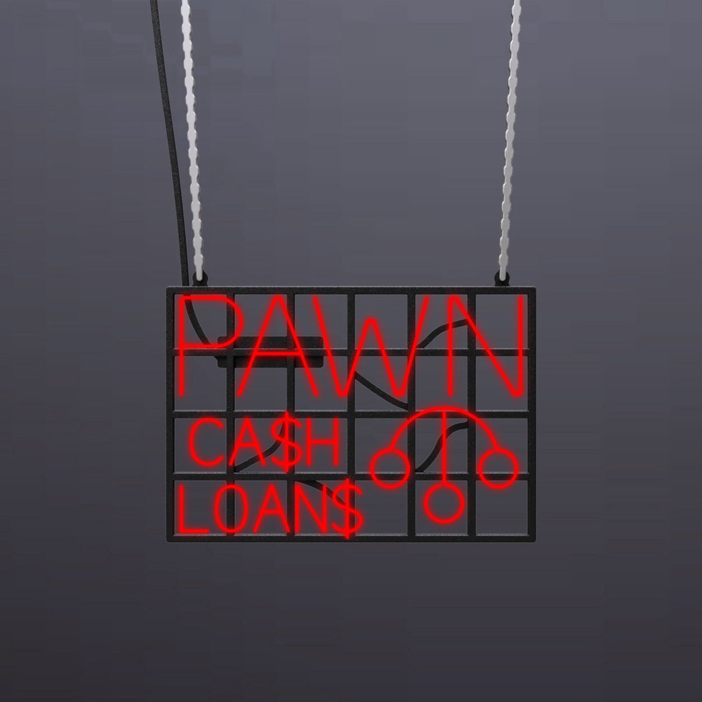 #B607 - "Pawn Ca$h Loan$-Pawn Symbol" Neon Sign