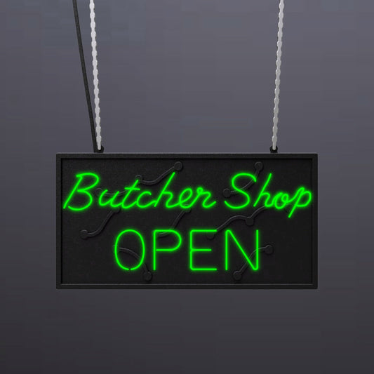 #A006 - "Butcher Shop-Open" Neon Sign