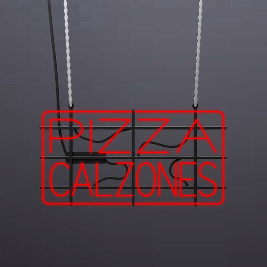 #A008 - "Pizza-Calzones-Outlined" Neon Sign