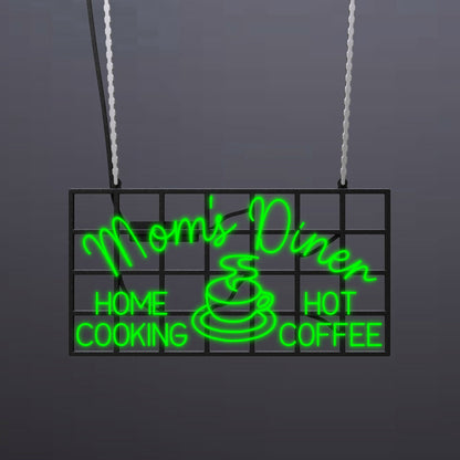 #A104 - "Mom's Diner-Home Cooking-Hot Coffee" Neon Sign