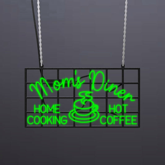 #A104 - "Mom's Diner-Home Cooking-Hot Coffee" Neon Sign