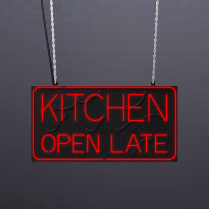 #A105 - "Kitchen Open Late-Outlined" Neon Sign