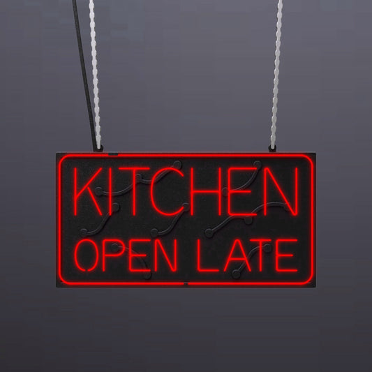 #A105 - "Kitchen Open Late-Outlined" Neon Sign
