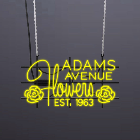 #A402 - "Adams Avenue Flowers-Est. 1963" Neon Sign
