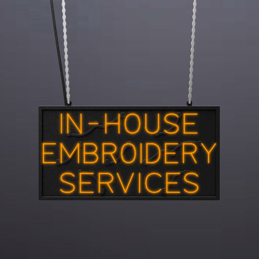 #A415 - "In-House Embroidery Services" Neon Sign