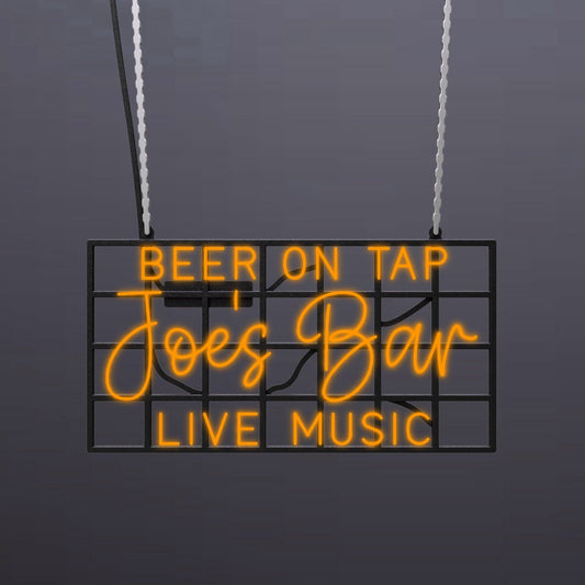 #A800 - "Joe's Bar-Beer On Tap-Live Music" Neon Sign