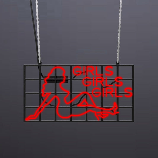 #A900 - "Girls Girls Girls-Sitting Model" Neon Sign