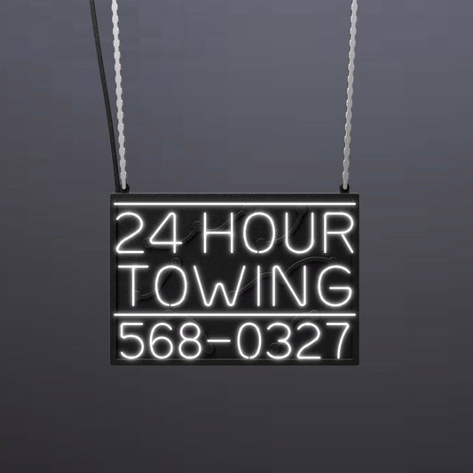 #B312 - "24 Hour Towing-568-0327" Neon Sign