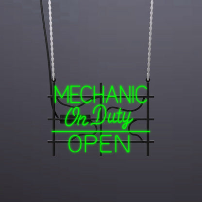 #B307 - "Mechanic On Duty-Open" Neon Sign