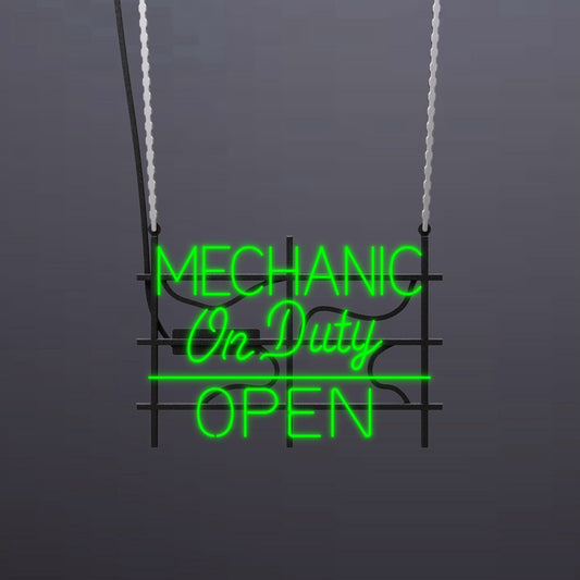 #B307 - "Mechanic On Duty-Open" Neon Sign