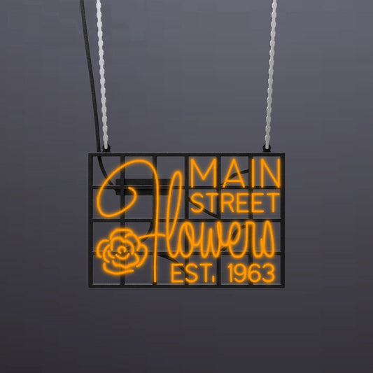 #B404 - "Main Street Flowers Est.-1963" Neon Sign