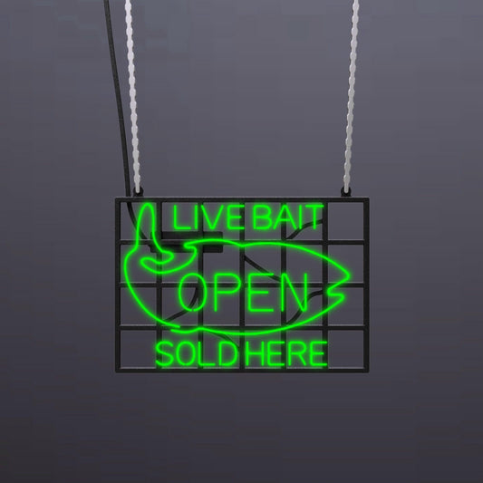 #B615-1 - "Live Bait Sold Here-Open" Neon Sign