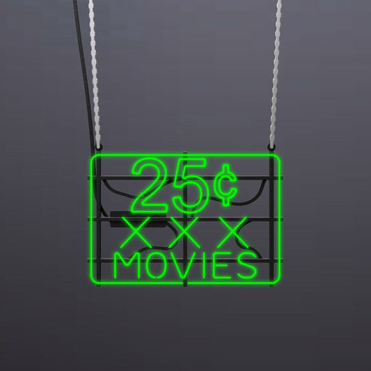 #B903 - "25¢ X X X Movies-Outlined" Neon Sign